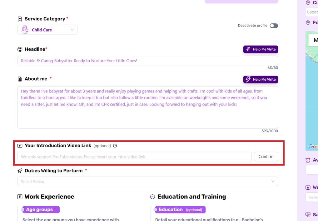 Paste video link example